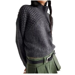 Free People Bradley Cropped Pullover Sweater charcoal heather S